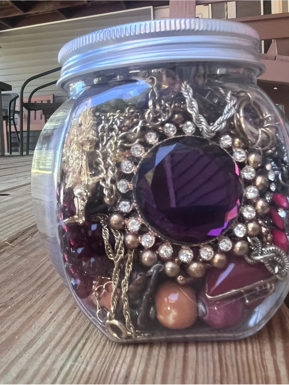 Vintage goth whimsical jewelry jar